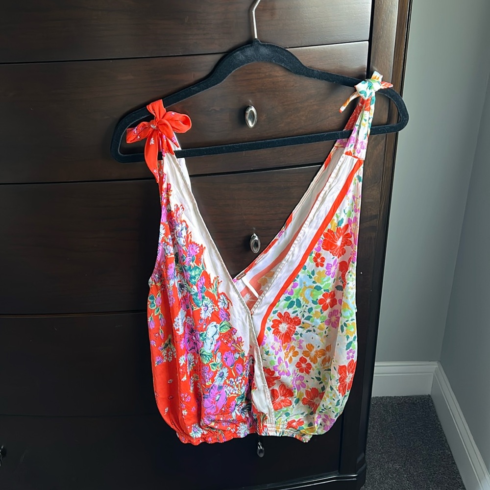 Free People Printed Tie-Strap Tank